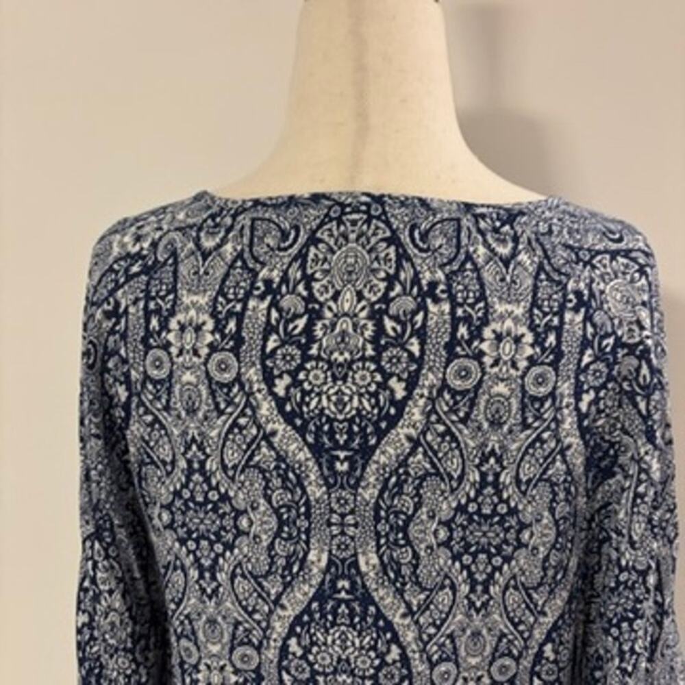 Fifteen Twenty Blue White Boho Tassel Blouse - Picture 7 of 12
